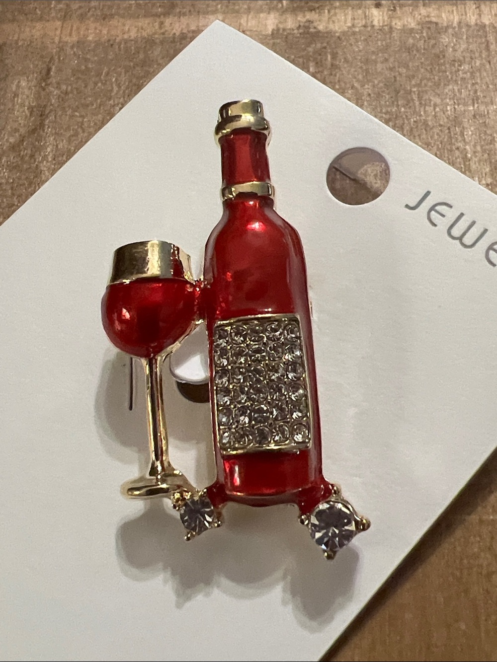 3/$18 Red Wine Bottle & Glass Brooch Pin – Lot 6099
